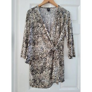 Clara SunWoo Sun Woo Animal print faux wrap tunic top Plus size 1X